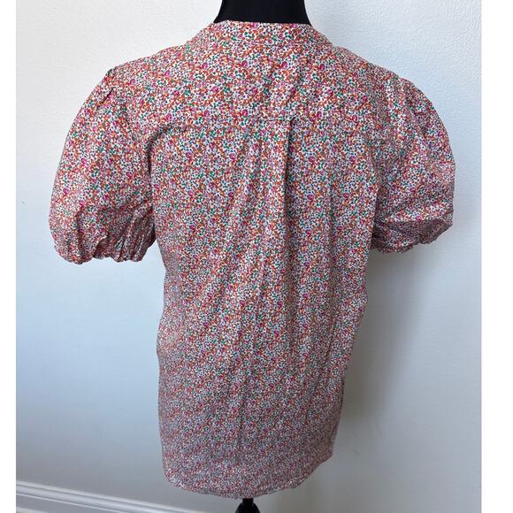 J. Crew Liberty Eloise Floral Classic-Fit Short Puff-Sleeve Shirt Pink Size 8 - Picture 4 of 10
